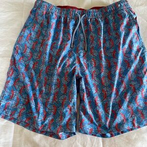 Peter Millar Blue and Red Swim Trunks